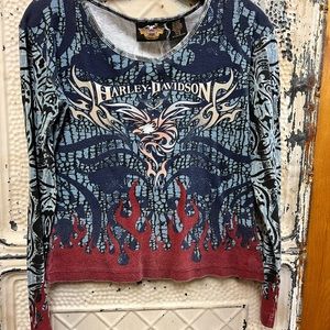 Vintage ladies Harley-Davidson long sleeve top.